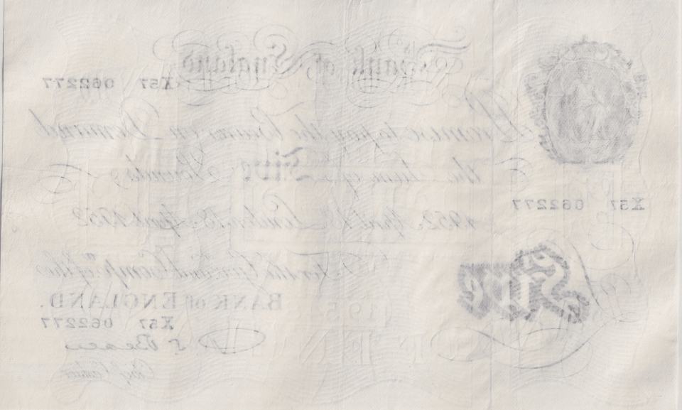 1952 WHITE FIVE POUND NOTE APRIL 18 LONDON BANK OF ENGLAND BEALE W£5-46 - £5 BANKNOTES WHITE - Cambridgeshire Coins