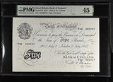 1952 WHITE FIVE POUNDS BANKNOTE BEALE PMG 45 CHOICE VERY FINE Y22062787 - PMG CERTIFIED ENGLISH BANKNOTES - Cambridgeshire Coins