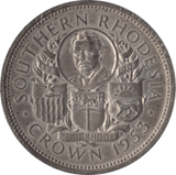 1953 SILVER CROWN SOUTHERN RHODESIA - SILVER WORLD COINS - Cambridgeshire Coins