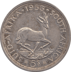 1953 SILVER FIVE SHILLINGS SOUTH AFRICA - SILVER WORLD COINS - Cambridgeshire Coins