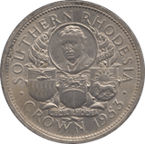 1953 SILVER ONE CROWN SOUTHERN RHODESIA - SILVER WORLD COINS - Cambridgeshire Coins