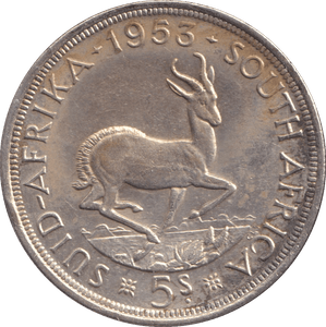 1953 SILVER SOUTH AFRICA 5 SHILLING - SILVER WORLD COINS - Cambridgeshire Coins