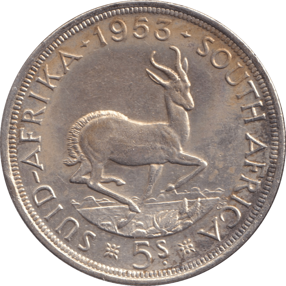 1953 SILVER SOUTH AFRICA 5 SHILLING - SILVER WORLD COINS - Cambridgeshire Coins