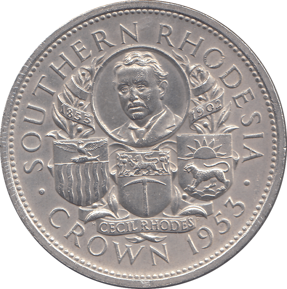 1953 SOUTH RHODESIA SILVER CROWN - SILVER WORLD COINS - Cambridgeshire Coins