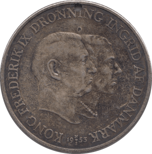 1953 TWO KRONER DENMARK - SILVER WORLD COINS - Cambridgeshire Coins