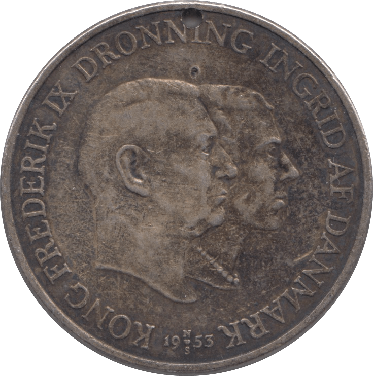 1953 TWO KRONER DENMARK - SILVER WORLD COINS - Cambridgeshire Coins