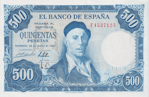 1954 500 PESETAS BANKNOTE SPAIN REF-1568 - WORLD BANKNOTES - Cambridgeshire Coins