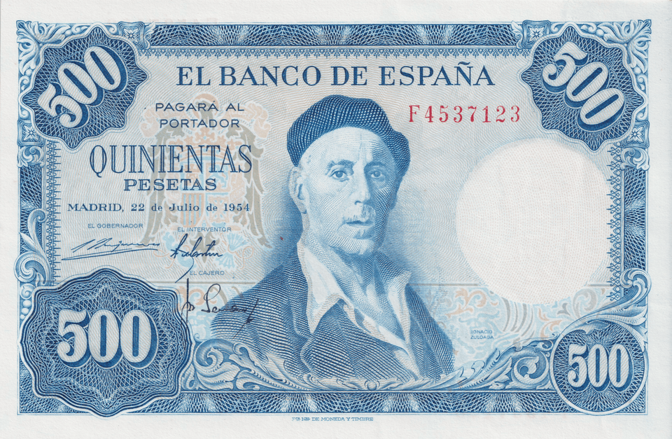 1954 500 PESETAS BANKNOTE SPAIN REF-1568 - WORLD BANKNOTES - Cambridgeshire Coins