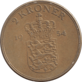 1954 DANISH 2 KRONER - Silver Proof - Cambridgeshire Coins