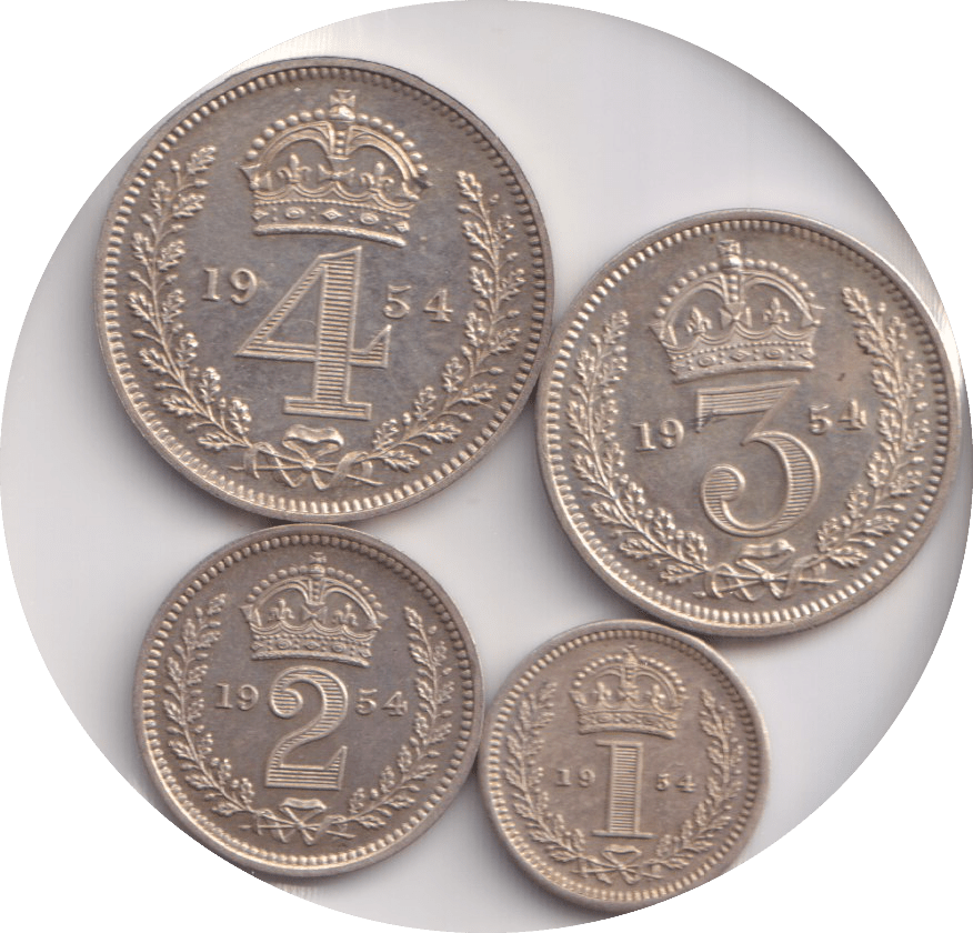 1954 MAUNDY SET WESTMINSTER ABBEY ELIZABETH II - Maundy Set - Cambridgeshire Coins