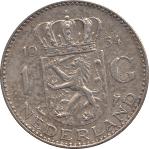 1954 SILVER 1 GULDEN NETHERLANDS - SILVER WORLD COINS - Cambridgeshire Coins