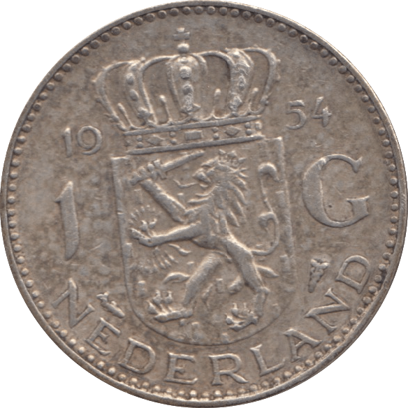 1954 SILVER 1 GULDEN NETHERLANDS - SILVER WORLD COINS - Cambridgeshire Coins
