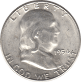 1954 SILVER HALF DOLLAR USA - SILVER WORLD COINS - Cambridgeshire Coins