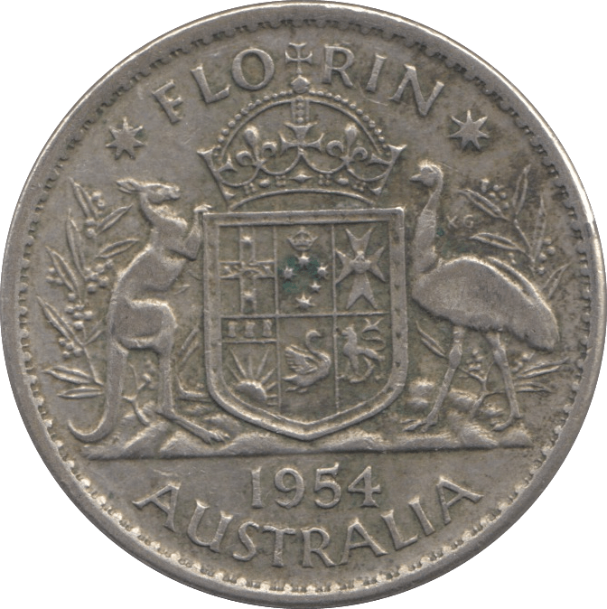 1954 SILVER ONE FLORIN AUSTRALIA - SILVER WORLD COINS - Cambridgeshire Coins