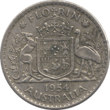1954 SILVER ONE FLORIN AUSTRALIA - SILVER WORLD COINS - Cambridgeshire Coins
