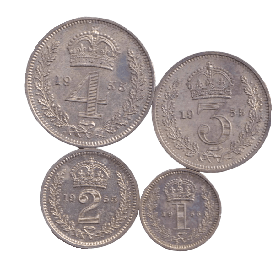 1955 MAUNDY SET SOUTH WALES CATHEDRAL ELIZABETH II - Maundy Set - Cambridgeshire Coins