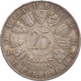 1955 SILVER 25 SCHILLING AUSTRIA - SILVER WORLD COINS - Cambridgeshire Coins