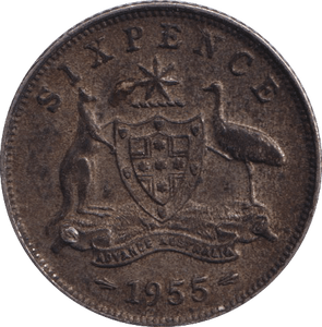 1955 SILVER AUSTRALIA SIX PENCE - SILVER WORLD COINS - Cambridgeshire Coins