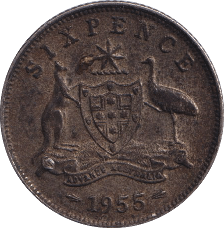 1955 SILVER AUSTRALIA SIX PENCE - SILVER WORLD COINS - Cambridgeshire Coins