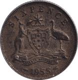 1955 SILVER AUSTRALIA SIX PENCE - SILVER WORLD COINS - Cambridgeshire Coins