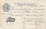 1955 WHITE FIVE POUND NOTE 18TH JANUARY LONDON BANK OF ENGLAND O'BRIEN W£5 - 4 - £5 BANKNOTES WHITE - Cambridgeshire Coins