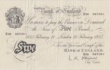 1955 WHITE FIVE POUND NOTE 21ST FEBRUARY LONDON BANK OF ENGLAND O'BRIEN W£5 - 3 - £5 BANKNOTES WHITE - Cambridgeshire Coins