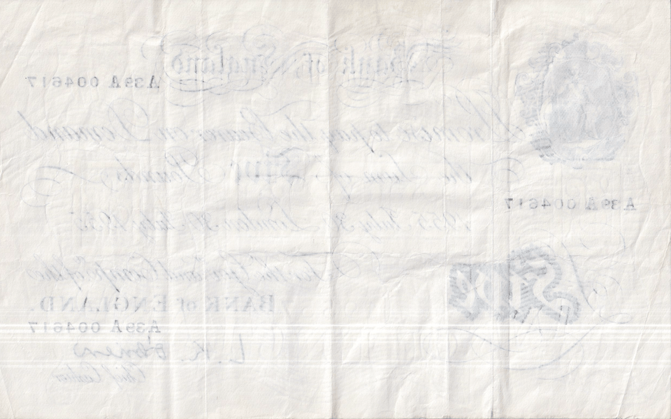 1955 WHITE FIVE POUND NOTE JULY 30TH LONDON BANK OF ENGLAND O'BRIEN REF W£5 - 32 - £5 BANKNOTES WHITE - Cambridgeshire Coins