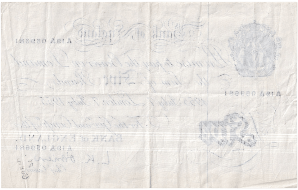 1955 WHITE FIVE POUND NOTE JULY 7TH LONDON BANK OF ENGLAND O'BRIEN W£5-49 - £5 BANKNOTES WHITE - Cambridgeshire Coins