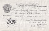 1955 WHITE FIVE POUND NOTE JULY 7TH LONDON BANK OF ENGLAND O'BRIEN W£5-49 - £5 BANKNOTES WHITE - Cambridgeshire Coins