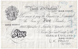 1955 WHITE FIVE POUND NOTE SEPTEMBER 3RD LONDON BANK OF ENGLAND O'BRIEN W£5 - 43 - £5 BANKNOTES WHITE - Cambridgeshire Coins