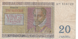 1956 BELGIUM 20 FRANCS BANKNOTE REF-1692 - WORLD BANKNOTES - Cambridgeshire Coins