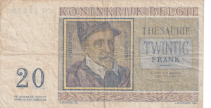 1956 BELGIUM 20 FRANCS BANKNOTE REF-1692 - WORLD BANKNOTES - Cambridgeshire Coins