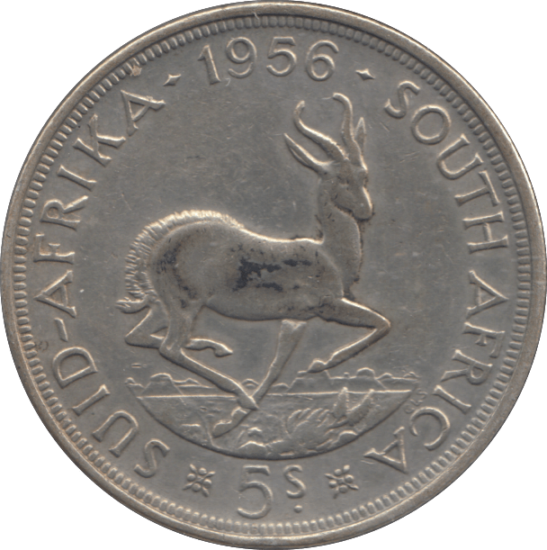 1956 SILVER 5 SHILLING SOUTH AFRICA - SILVER WORLD COINS - Cambridgeshire Coins