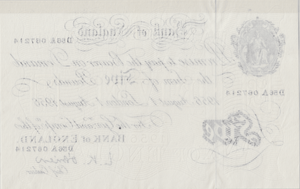 1956 WHITE FIVE POUND NOTE AUGUST 1ST LONDON BANK OF ENGLAND O'BRIAN W£5 - 35 - £5 BANKNOTES WHITE - Cambridgeshire Coins