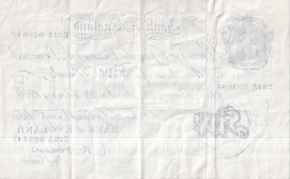 1956 WHITE FIVE POUND NOTE FEBRUARY 28TH LONDON BANK OF ENGLAND O'BRIEN REF W£5 - 30 - £5 BANKNOTES WHITE - Cambridgeshire Coins