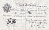 1956 WHITE FIVE POUND NOTE FEBRUARY 28TH LONDON BANK OF ENGLAND O'BRIEN REF W£5 - 30 - £5 BANKNOTES WHITE - Cambridgeshire Coins