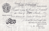 1956 WHITE FIVE POUND NOTE FEBRUARY 28TH LONDON BANK OF ENGLAND O'BRIEN REF W£5 - 31 - £5 BANKNOTES WHITE - Cambridgeshire Coins
