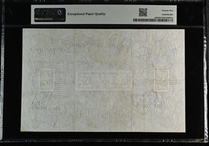 1956 WHITE FIVE POUNDS BANKNOTE O'BRIEN PMG 25 VERY FINE C22A036839 - PMG CERTIFIED ENGLISH BANKNOTES - Cambridgeshire Coins
