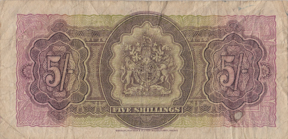 1957 BERMUDA MONETARY AUTHORITY FIVE SHILLINGS BANKNOTE REF 727 - World Banknotes - Cambridgeshire Coins