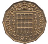 1957 BRASS THREEPENCE ( AUNC ) - THREEPENCE - Cambridgeshire Coins