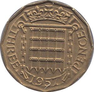 1957 BRASS THREEPENCE ( AUNC ) - THREEPENCE - Cambridgeshire Coins