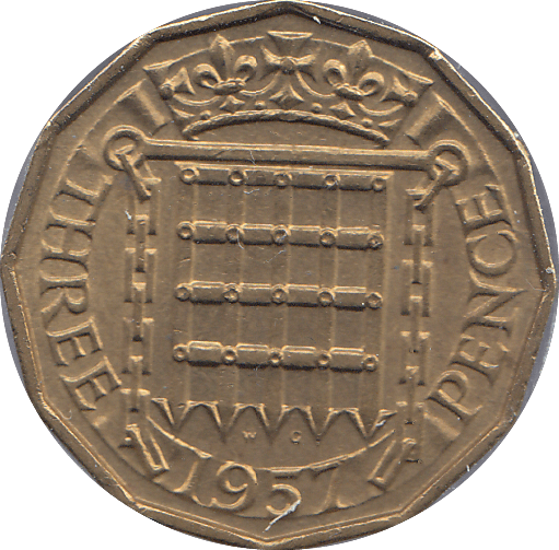 1957 BRASS THREEPENCE ( AUNC ) - THREEPENCE - Cambridgeshire Coins