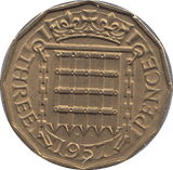 1957 BRASS THREEPENCE ( AUNC ) - THREEPENCE - Cambridgeshire Coins