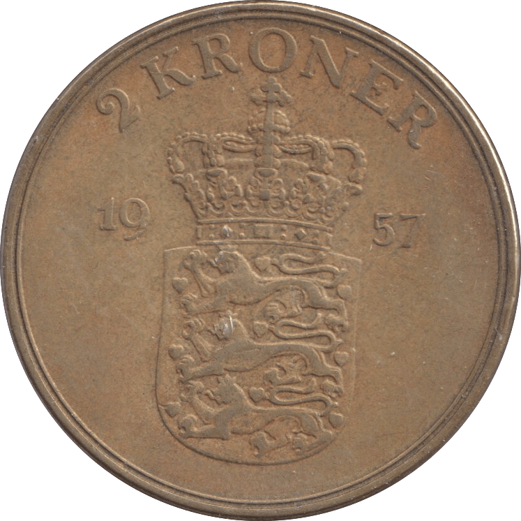 1957 DANISH 2 KRONER - Silver Proof - Cambridgeshire Coins