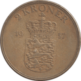 1957 DANISH 2 KRONER - Silver Proof - Cambridgeshire Coins