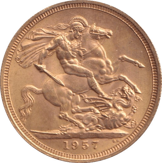 1957 GOLD SOVEREIGN ( AUNC ) - SOVEREIGN - Cambridgeshire Coins