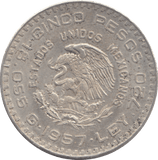 1957 MEXICO 5 PESOS - WORLD COINS - Cambridgeshire Coins