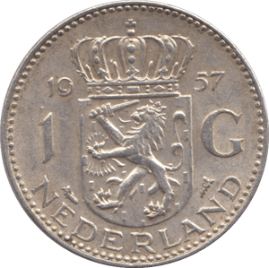 1957 SILVER 1 GULDEN NETHERLANDS - SILVER WORLD COINS - Cambridgeshire Coins