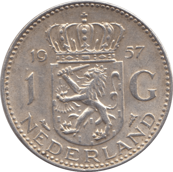 1957 SILVER 1 GULDEN NETHERLANDS - SILVER WORLD COINS - Cambridgeshire Coins