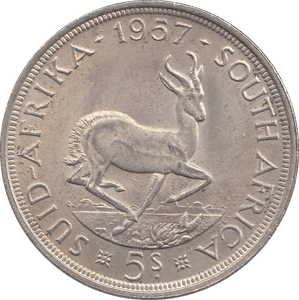 1957 SILVER FIVE SHILLINGS SOUTH AFRICA - SILVER WORLD COINS - Cambridgeshire Coins